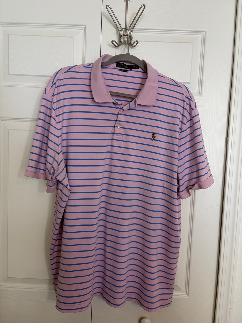 Ralph Lauren Pink Polo with Blue Stripes